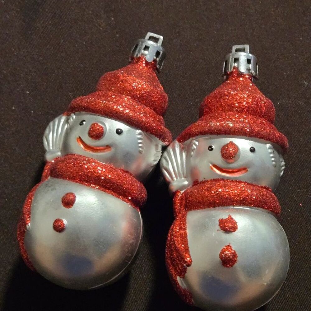 Set of 2 Shatterproof 3.5" Snowman Christmas Ornaments